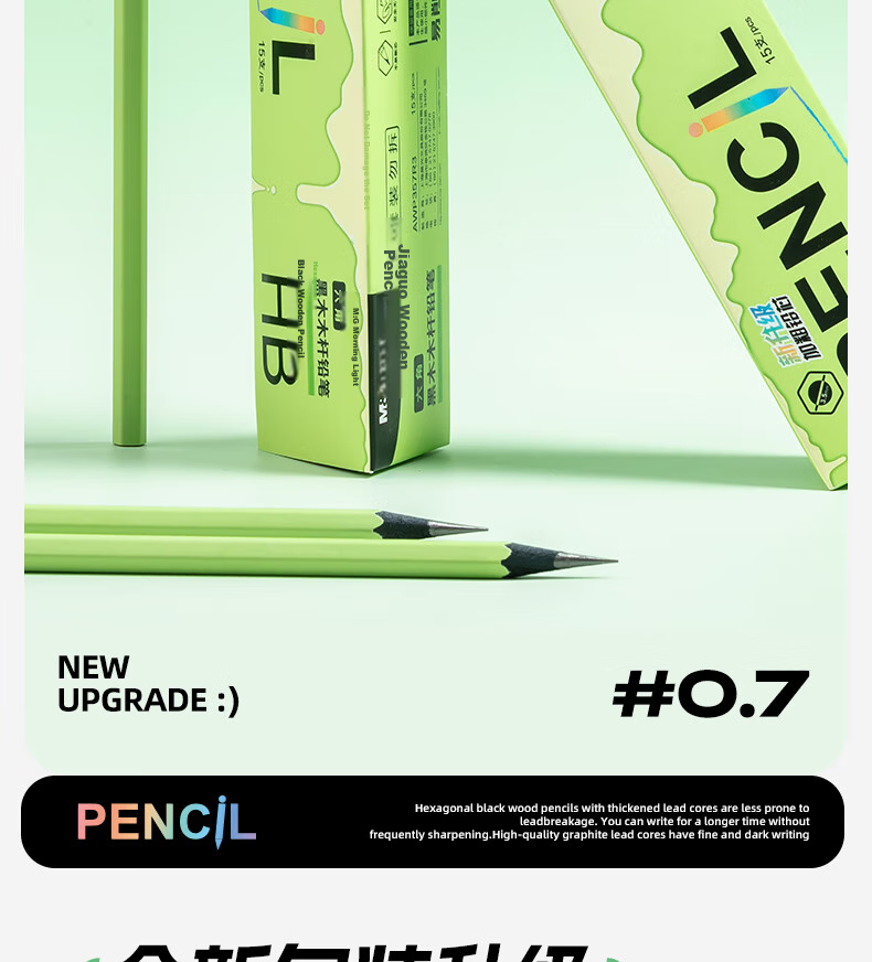 M&G Stationery HB Pencil 15-Pack Black Wood 3.2mm Thick Core Hexagonal Barrel Card Coated Pencil for Primary School Students Exam Writing Practice AWP357S6 14