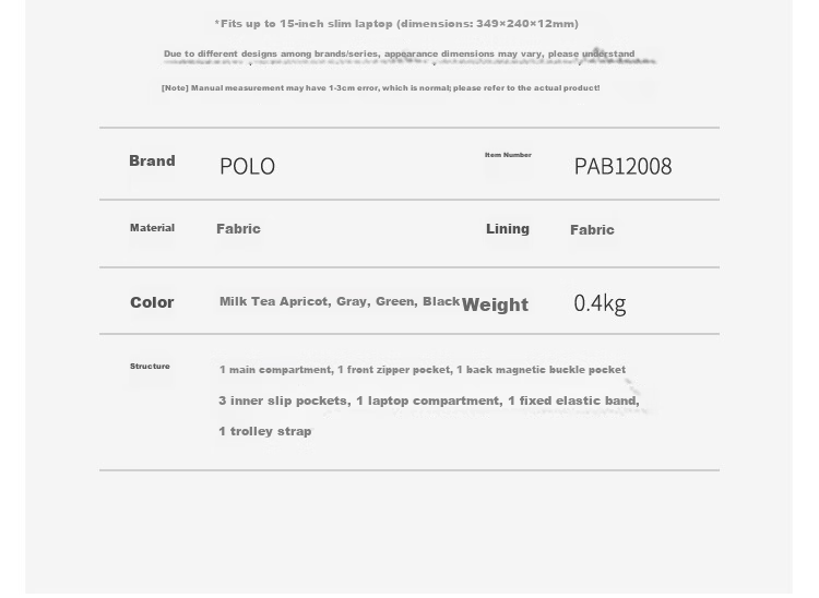 POLO Laptop Bag, Women's Briefcase, Business Commute Tote Bag, 14/15-Inch Computer Bag, Handbag, Gift for Girlfriend 14