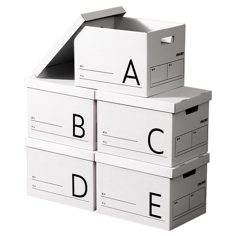 Deli Moving Boxes Thickened Small Book Storage Carton Organizer Packing Box Book Storage Tool 38.5*28*27cm [Alphabet Classification - Pack of 5] PK148