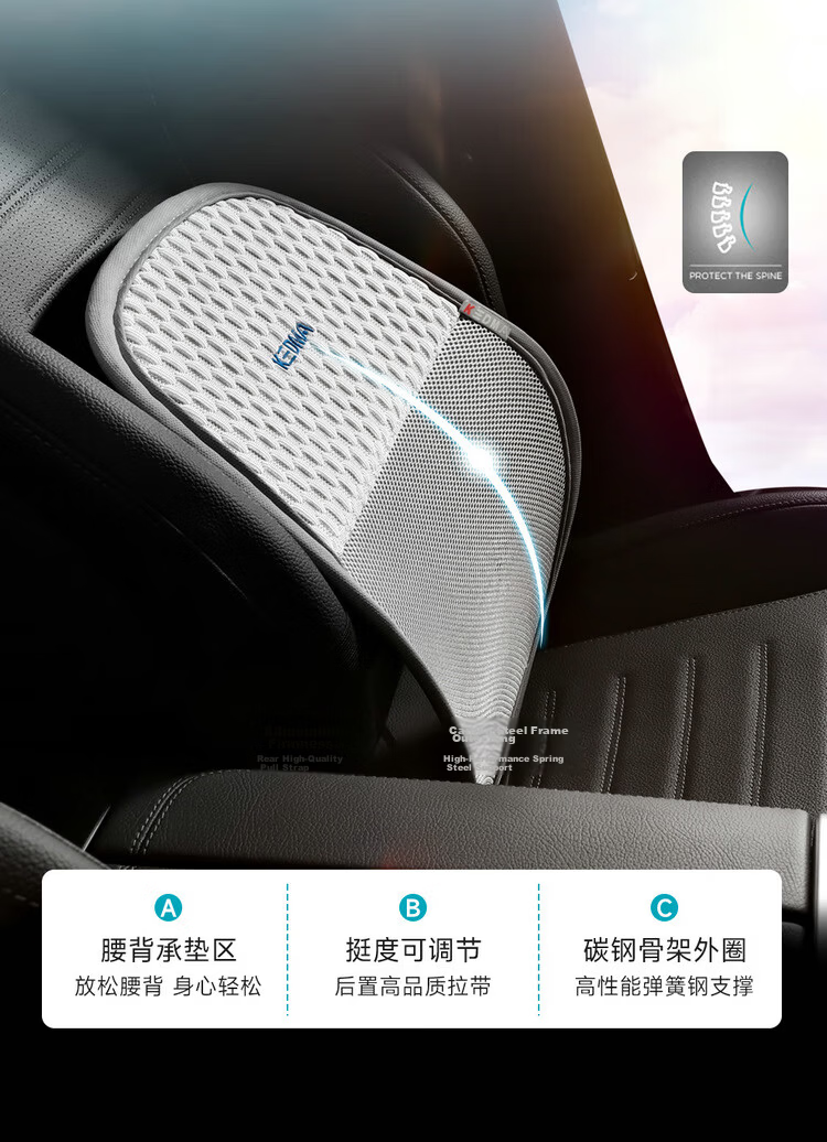 Digalun Car Lumbar Support Cushion Universal Four-Season Seat Backrest Waist Pillow Car Lumbar Pad Vehicle Support Pillow 4