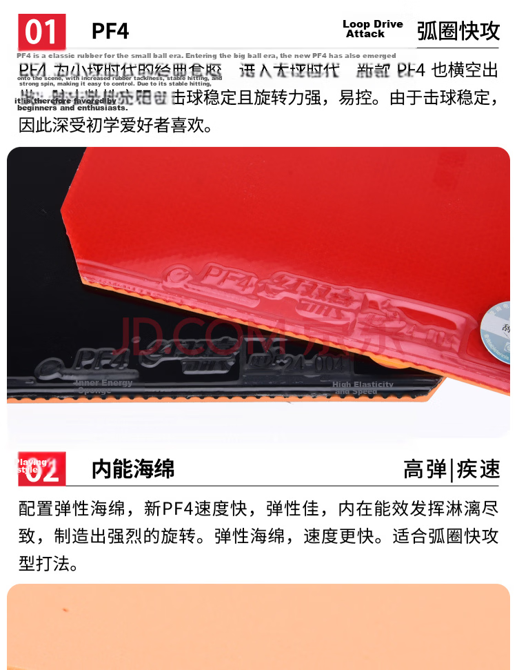 DHS Table Tennis Racket Rubber, Anti-PF4 Xiaokangbiao 3 Set of Rubber, Red, Medium-Thick 9