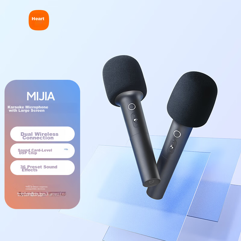 Mijia K-Song Microphone Large Screen Edition 2-Pack Xiaomi TV Redmi TV Home KTV Wireless Dual Microphones with 36 Preset Sound Effects