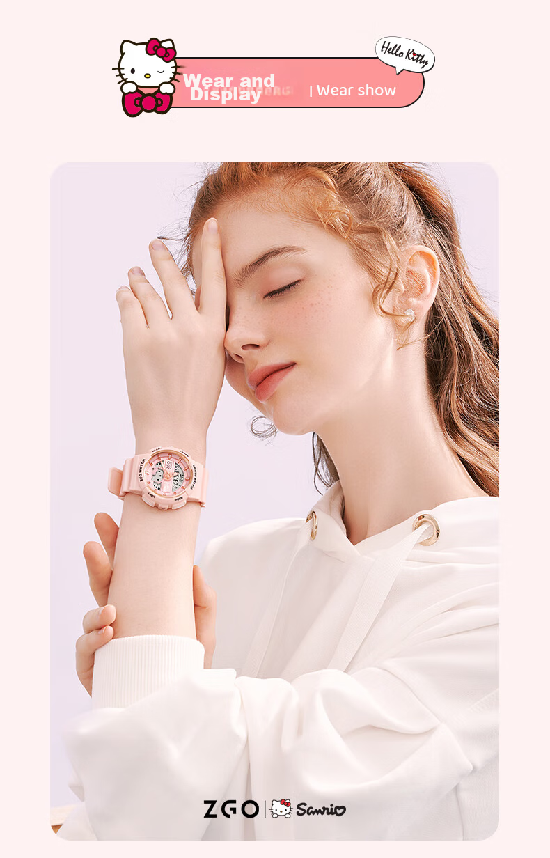 ZGO Sanrio Watch for Women Students, Waterproof Electronic Watch for Middle School Girls, Birthday Gift, 863 Pearl White 12