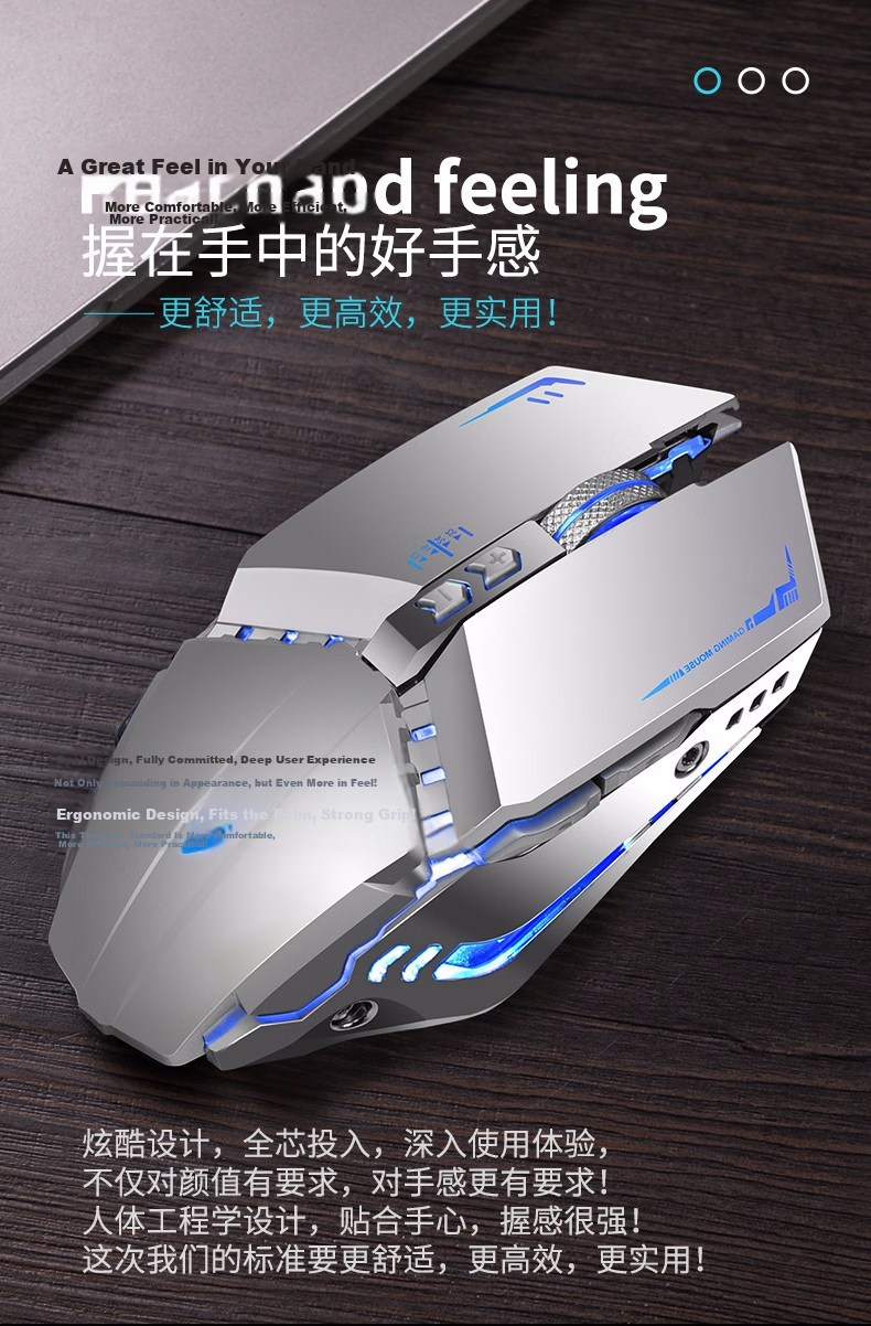 EWEADN G305 Wireless Gaming Mouse, Office Bluetooth Dual-Mode Mechanical Mouse, Rechargeable Mouse for Desktop Computer, Tablet, Laptop Peripherals, PUBG E-Sports Accessories, Yimoo White 8