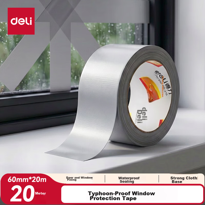 Deli Heavy-Duty Cloth Tape Typhoon-Resistant High Adhesion Wear-Resistant Waterproof Tape 48mm x 10m x 230μm Carpet Fixing Pipe Repair Sealing Red 1 Roll 52000
