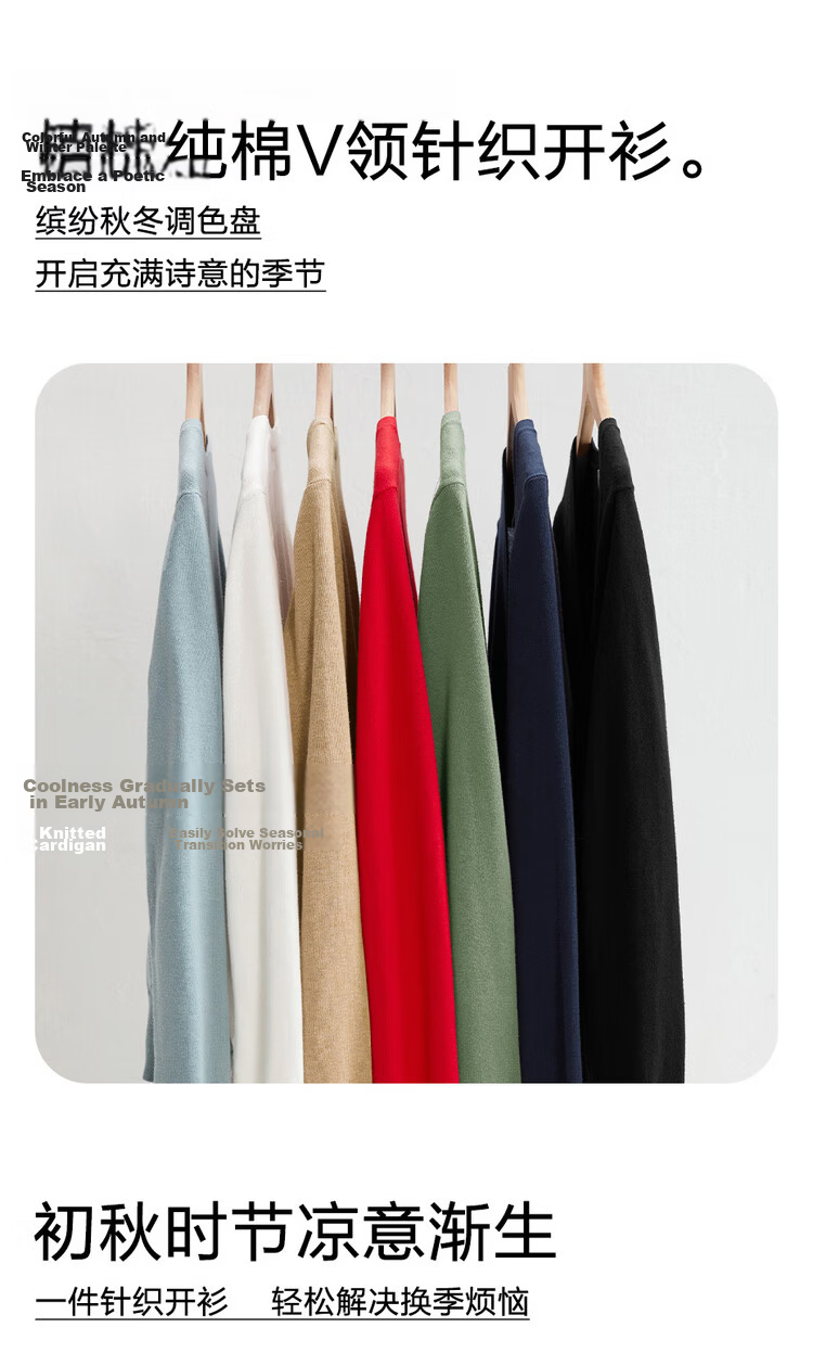 Giordano Knitted Cardigan for Women, Pure Cotton V-Neck Sweater, Women's Outerwear, Solid Color Jacket 05350649 4