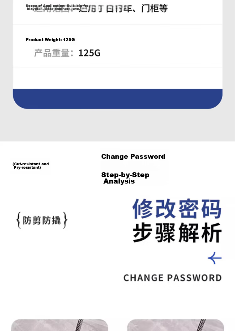 Dipu Password Lock Helmet Bicycle Anti-Theft Steel Wire Cable Lock for Electric Vehicle Luggage Box Basket Cabinet Storage Dormitory Chain 14