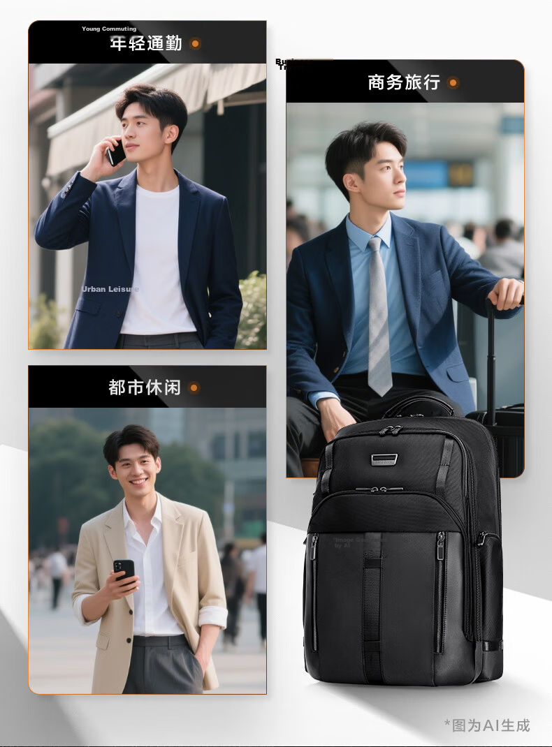 Xinxiuli Large Coffee Bag Men's Backpack, 14-Inch Laptop Bag, Business High-End Casual Commuter Birthday Gift, KO1 3