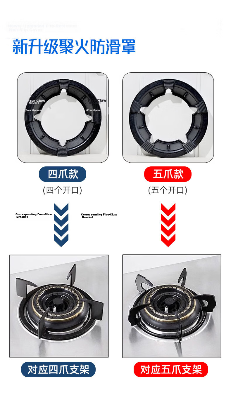 Lelandi Gas Stove Support, Universal Cast Iron Four-Claw Five-Claw Milk Pot Non-Slip Stand, Small Milk Pot Holder Accessory for Gas Stoves, Heart-Shaped Support L4008 5