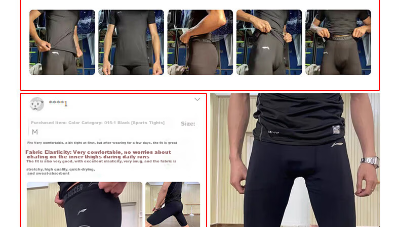LI-NING Men's Compression Shorts Four-Season Sports Fitness Quick-Dry High-Elastic Training Base Layer Pants 8