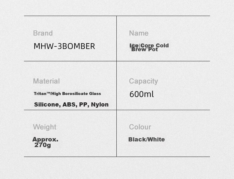 MHW-3BOMBER Bomber Ice Core Cold Brew Coffee Maker Summer Cold Brew Bottle Filter Mesh Ice Pot Large Capacity Home Use Professional 19