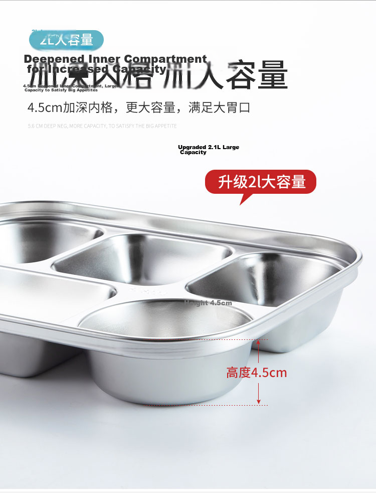 MAXCOOK 304 Stainless Steel Lunch Box Large Deep Five-Compartment Student Lunch Box 2L with Cutlery Soup Bowl Insulated Bag MCFT8772 5