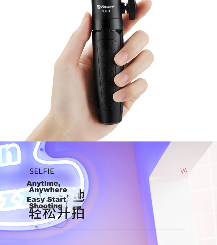 Fotopro TL-601 Portable Mini Camera Tripod Smartphone Live Streaming Stand Compatible with DJI Pocket 3 GoPro Action 3 Mount Black 2