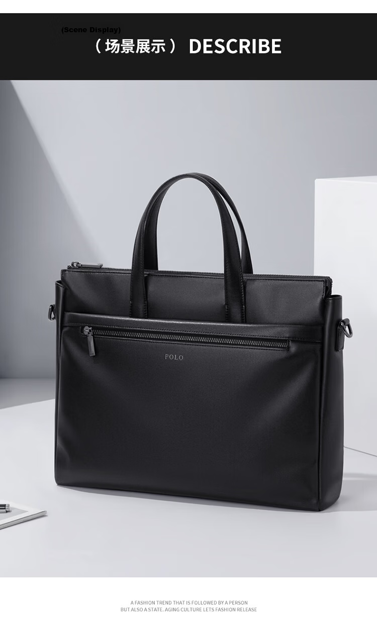 POLO Men's Business Briefcase 16-inch Laptop Bag Conference Shoulder Bag for Business Trip 17