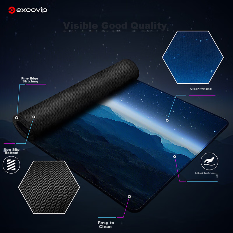EXCO Mountain Starry Night Large Mouse Pad Extended Oversized Gaming Computer Desk Mat E-sports Keyboard Pad Office Thickened Anime Cartoon 700*300mm Desk Mat 0062 2
