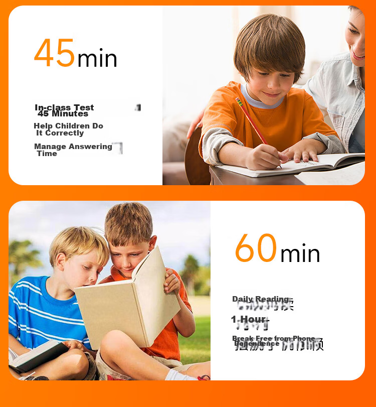 Perfect Score Little Scholar Orange Visual Timer Learning Dedicated Children's Self-Discipline Time Manager Timing Reminder Back to School Season 8