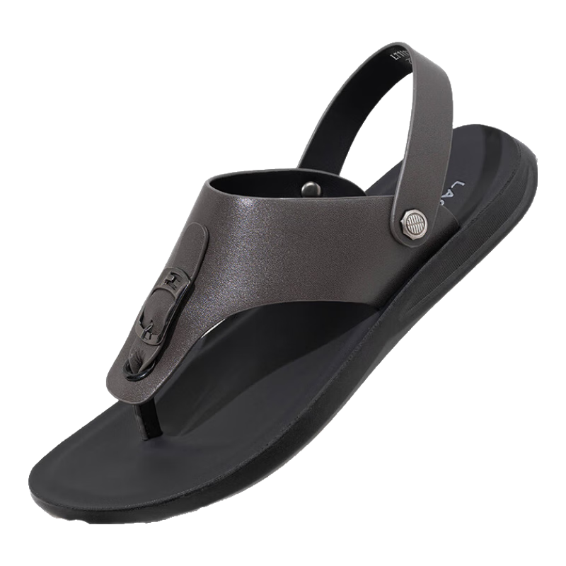LAORENTOU Flip-Flops for Men, Fashionable And Simple Dual-Use Sandals, Outdoor Beach Sandals, LT11107, Gray, Size 41