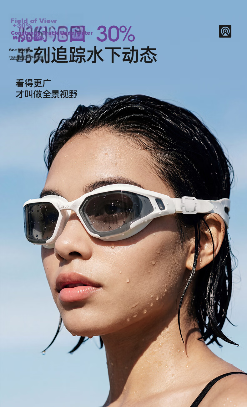 JEEP Swimming Goggles, Waterproof And Anti-Fog, High-Definition, for Women with Myopia, Men's Professional Diving Mask, Charm Purple, 150° 6