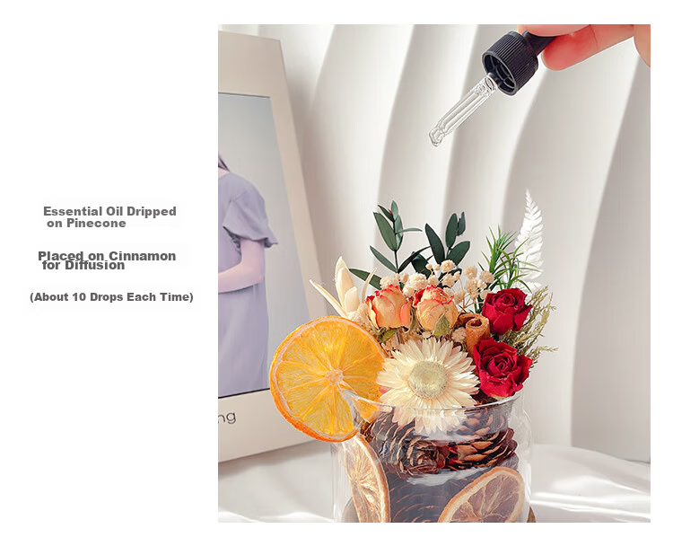 Fan Ye's Cinnamon Dried Flower Aromatherapy Ornament Home Bedroom Long-lasting Flameless Diffuser Handmade Kit Teacher's Day Birthday Gift 10