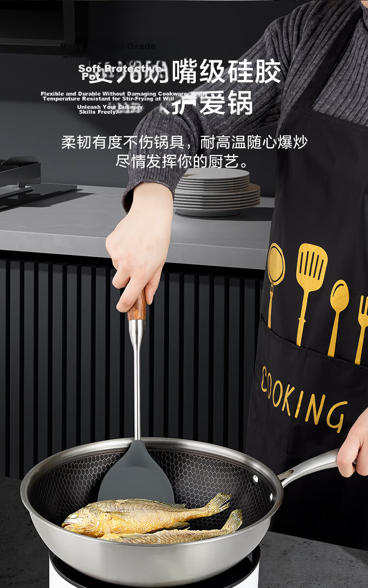 JD Original Spatula, Ladle, Soup Spoon, Anti-Corrosion, Rust-Resistant, High-Purity Pure Iron [Long Handle Heat-Resistant] Set 11