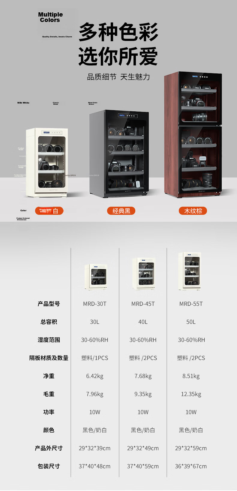 EIRMAI MRD-128T Professional Office High-End Electronic Dry Cabinet for DSLR Cameras Lens Stamp Drying Box Dry Cabinet with Upgraded Touch Screen 15
