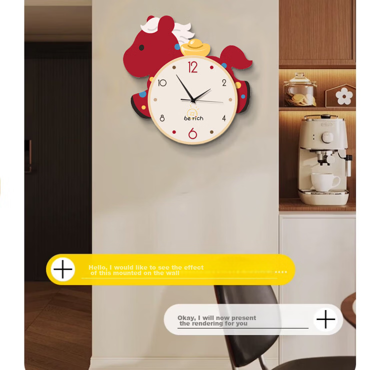 Mao Jiujiang No-Drill Cream Style Clock Modern Minimalist Home Dining Room Decorative Clock New Living Room Wall Clock Wall Art 9
