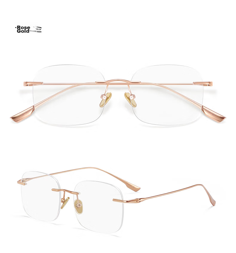 LESCA LUNETIER Ultra-Light Pure Titanium Frameless Women's Anti-Blue Light High-End Gold Wire Frame Rose Gold 200 Degree Myopia 11