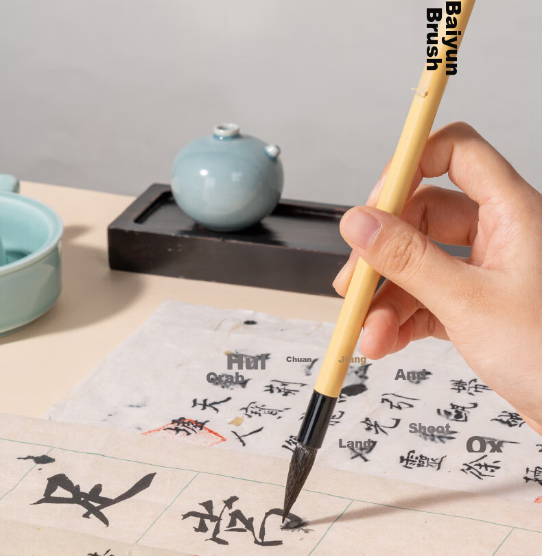 Deli Baiyun Mixed Hair Large Baiyun Medium Kai Small Kai Student Calligraphy Chinese Painting Beginner Entry-Level Brush Xingkai Small Size Baiyun Brush School Supplies 8