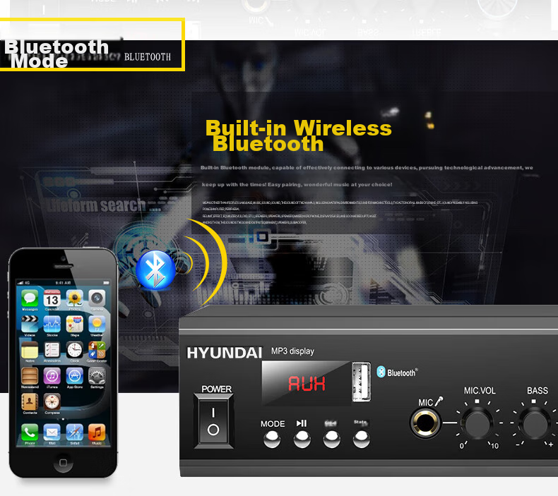 HYUNDAI 100W Bluetooth Constant Voltage Amplifier High Power Public Broadcasting Amplifier Ceiling Speaker Wall-mounted Speaker Ceiling-mounted Home Theater System SU-901 4
