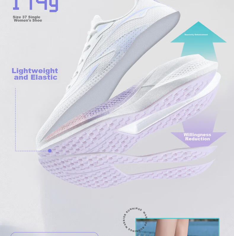Warrior Women's Summer 2026 New Breathable Soft Sole Lightweight Casual Running Shoes 5593 White Purple Size 40 8