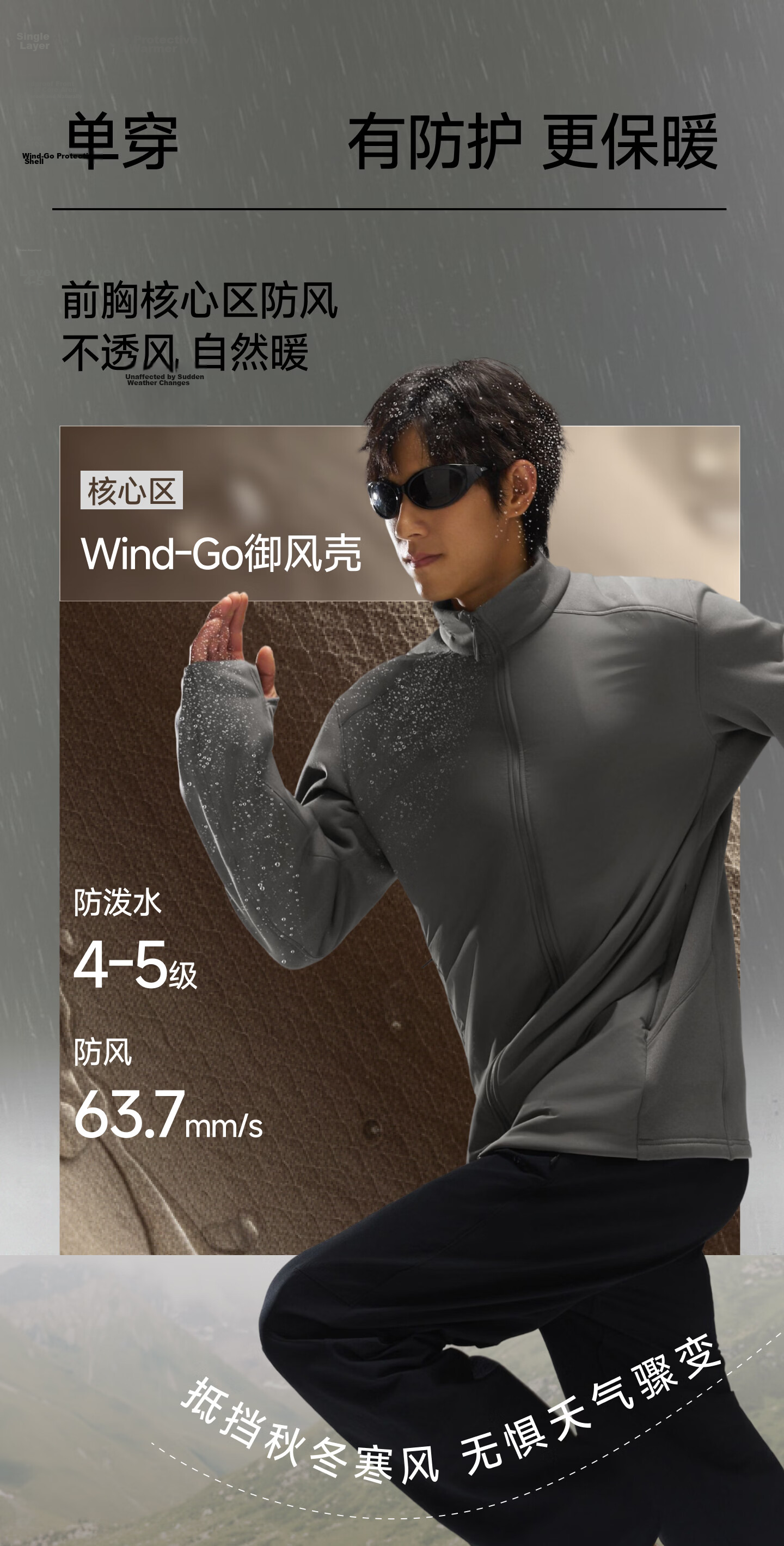 Beneunder Men's Jacket Windproof Fleece Liner Outdoor Softshell High Elasticity PM133 Light Gray Blue L 4