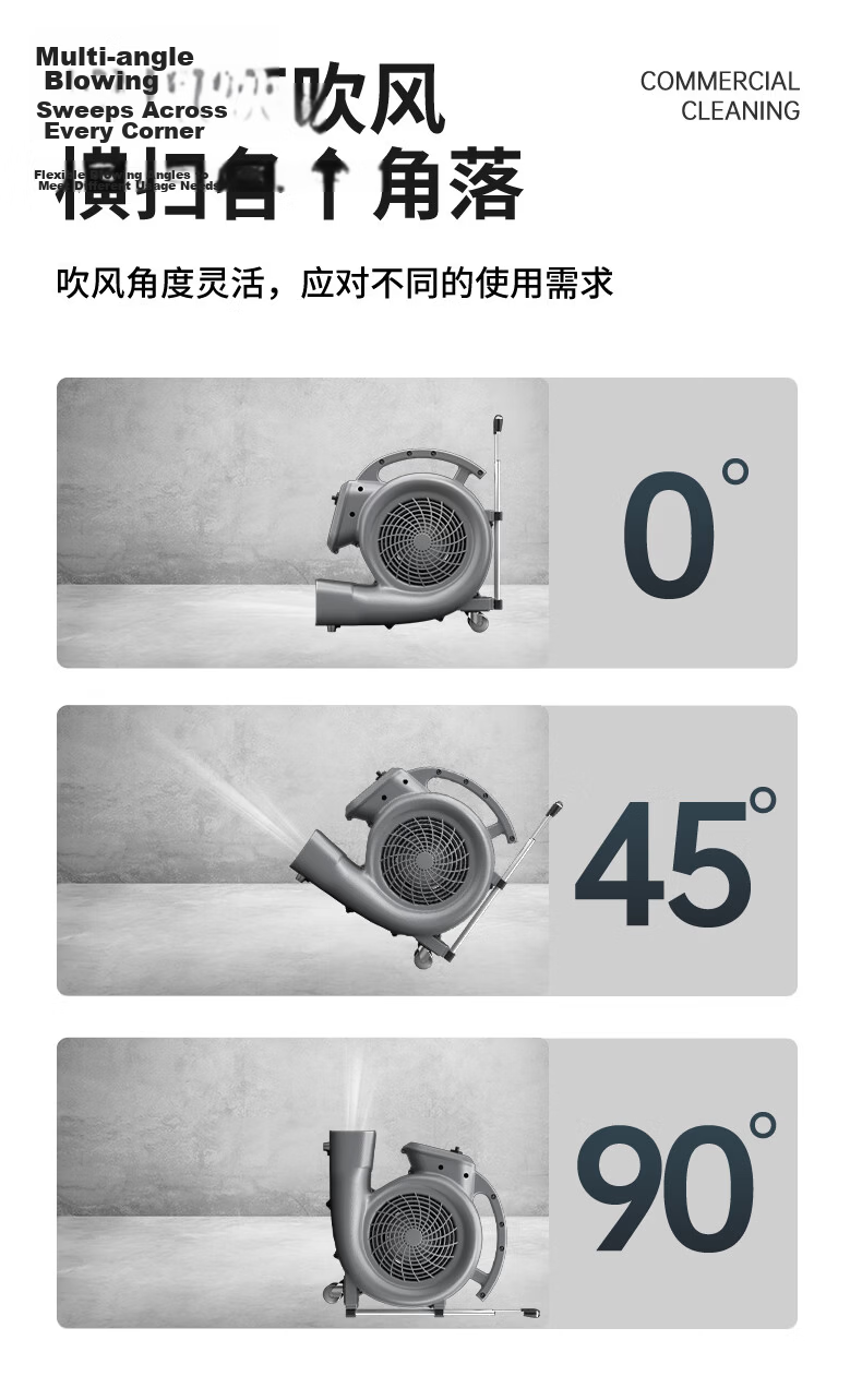 YANGZI YZ-CGJ004 Floor Blower Dryer 3200W 10m/s with Wheels and Handle, Hot and Cold Air, Dehumidifier and Carpet Dryer for Bathroom 8