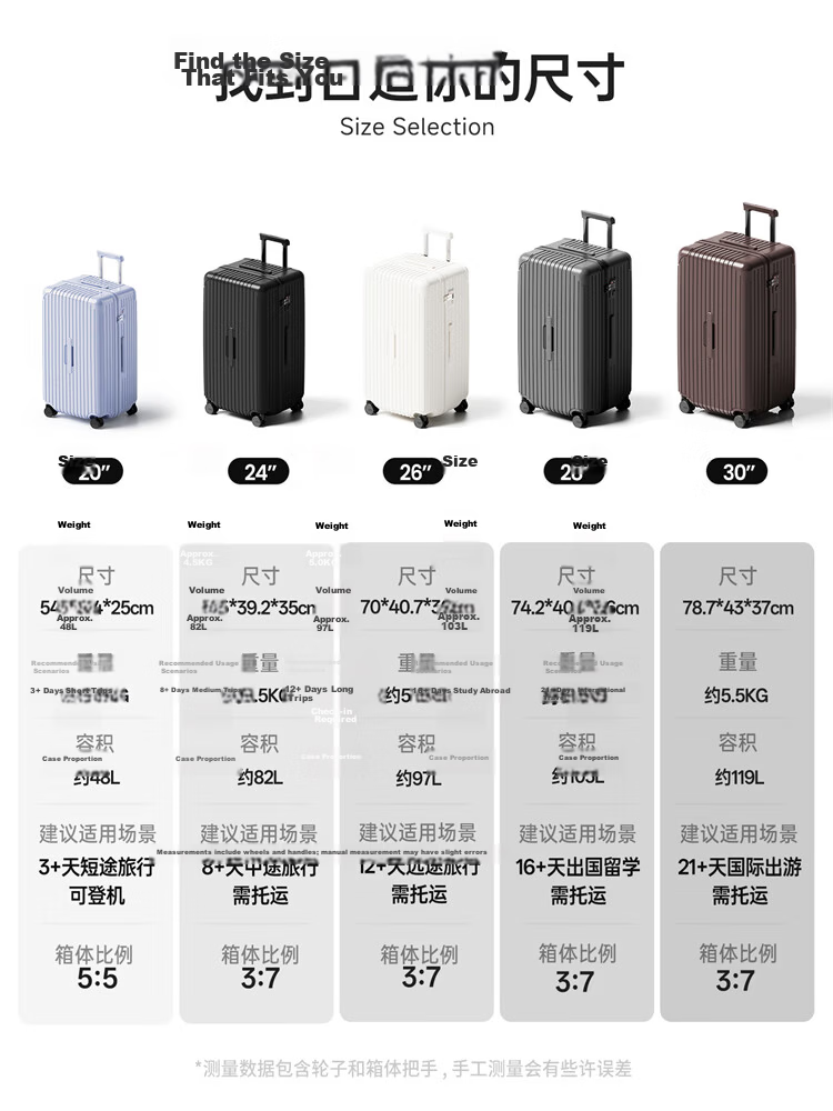 Cece Large Capacity Suitcase, Women's Travel Trolley Case, Student Spinner Luggage with Password Lock, Piano Black, 24 Inches 4