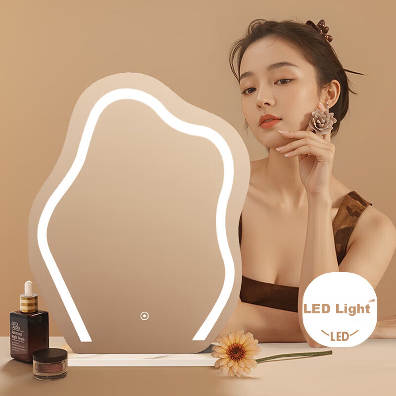 Fan Ye LED Makeup Mirror Desktop Dressing Table Mirror with Light Rotatable Smart Fill Light Large Mirror Birthday Gift Teacher's Day Present for Teacher