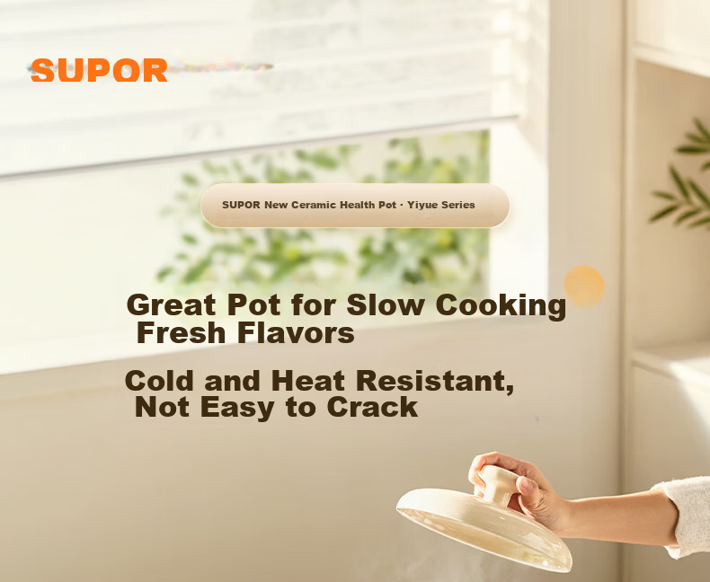 SUPOR Ceramic Casserole Pot for Soup And Stewing, New Health Pot, 4.5L Capacity, Heat-Resistant And Crack-Resistant 1