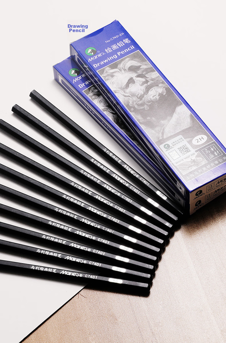 Marie's 6B Drawing Pencils, 12-Pack, Sketching And Drawing Exam Hexagonal Wooden Shaft Charcoal Pencils, for Students Beginners' Exams And Art, Sketching, Marker Drawing 1