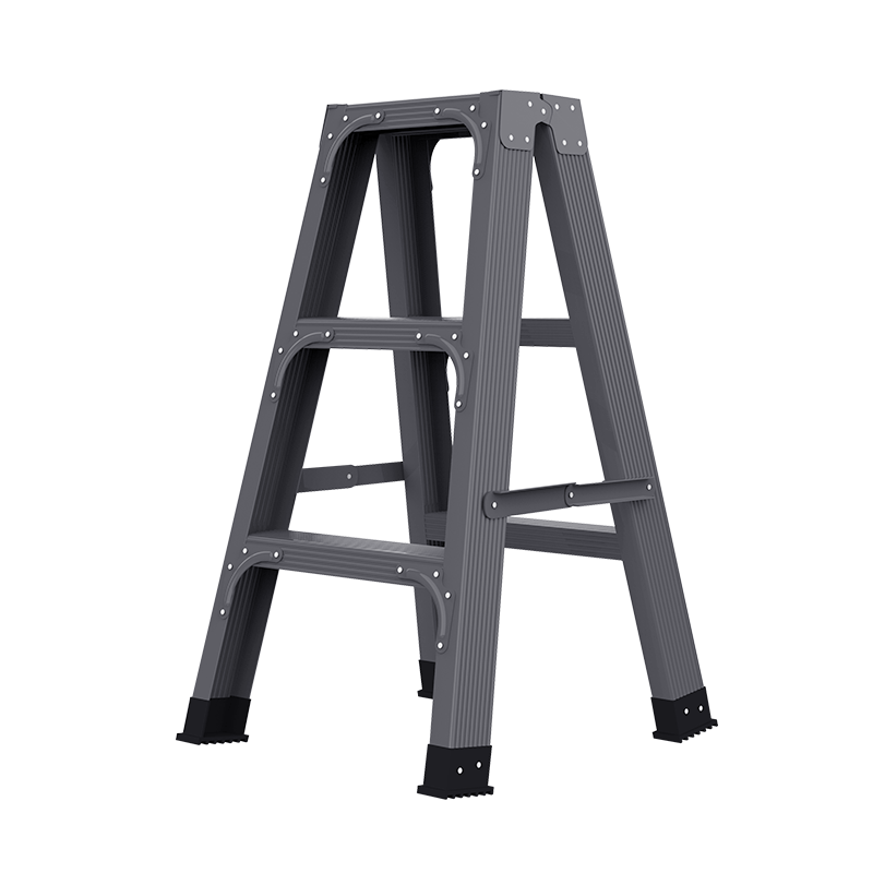 Chuangshuo Folding Household Ladder Aluminum Alloy Engineering Ladder [Three-Step Ladder] Deep Space Gray Reinforced Model
