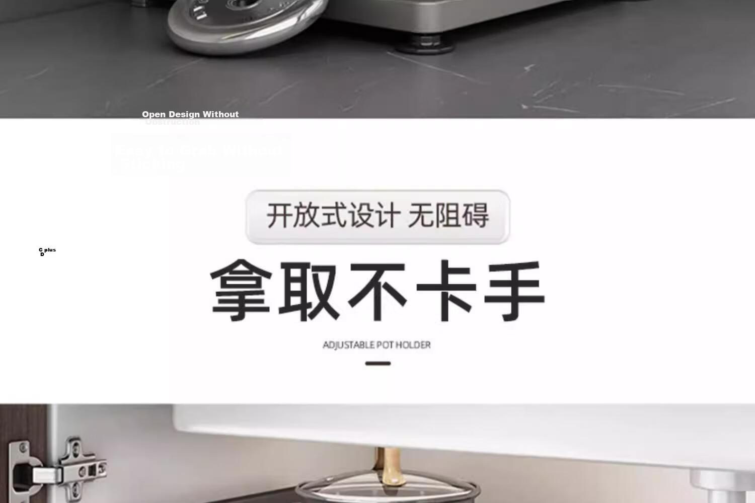 Youqin Gunmetal Gray Kitchen Cookware Storage Rack Multi-Layer Shelving Cabinet Under-Sink Countertop Multifunctional Pot Rack 14