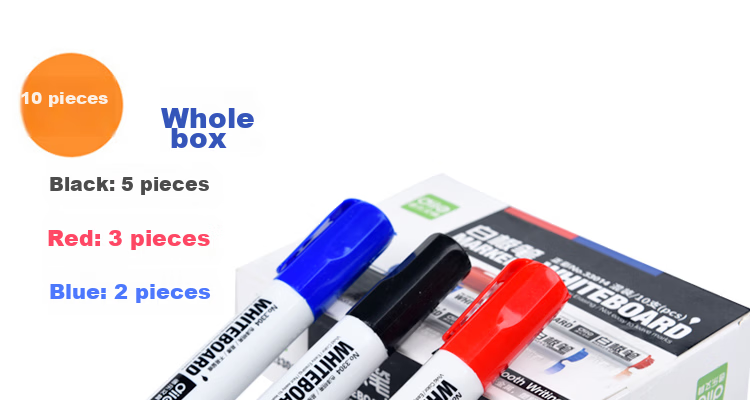 Dile Preferred Series Erasable Whiteboard Markers Water-Based Pens Office Stationery Black Blue Red 10pcs/Box 33014 Mixed Colors 15