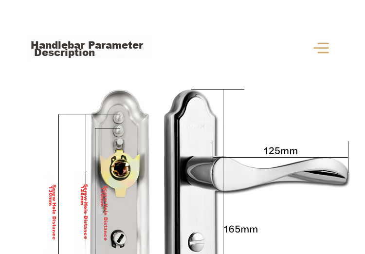 Auburn Handle Lock Bathroom Door Lock Indoor Toilet Lock No Drilling Required 0306 Hole Distance 11-13CM 14