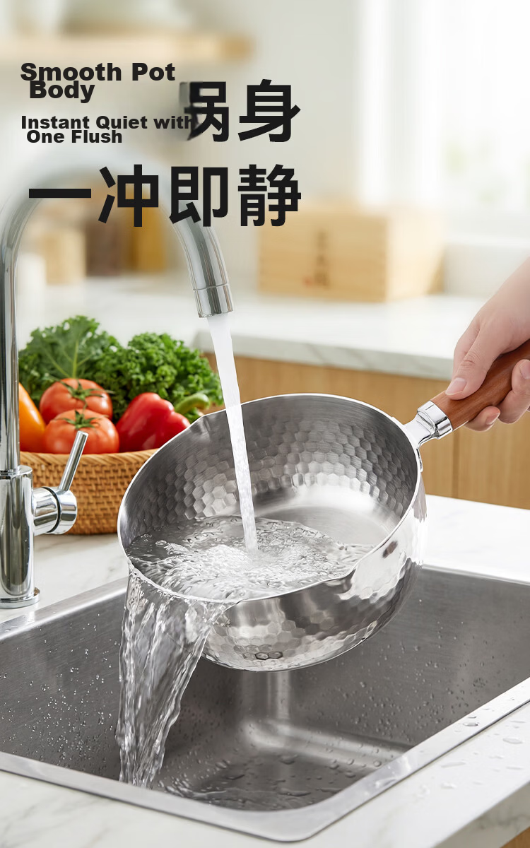 JD Original Stainless Steel Hammered Snow Pan [Thickened 316L with 304 Steamer], Baby Food Pot Milk Pot Set, 18cm 22