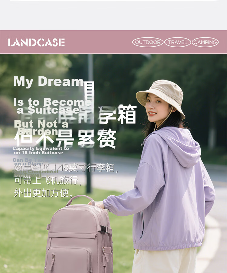 Landcase Backpack, Travel Bag for Women, Large Capacity Business Trip And Travel Bag, Luggage Bag for Men, Laptop Bag, 1548 Black 8