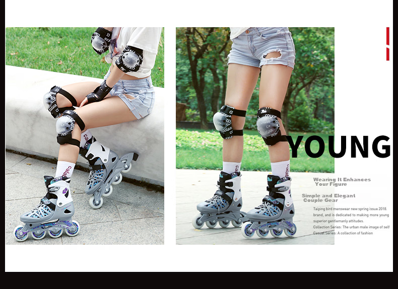 COUGAR Adult Adjustable Inline Skates Silver Purple Size M 11