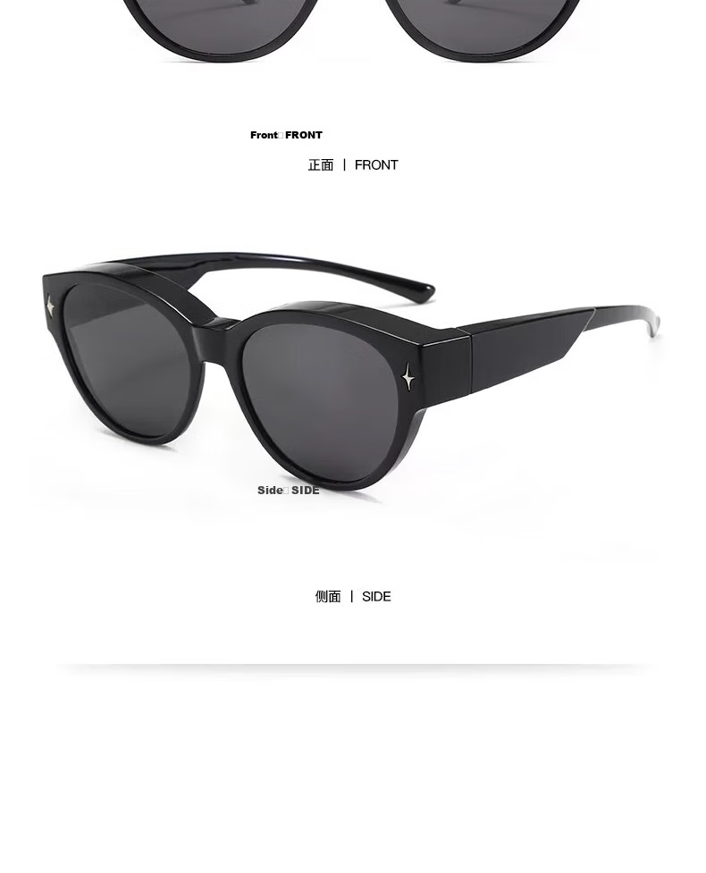 Boshide Sunglasses Set Polarized Cat Eye Sunglasses for Nearsighted Square and Round Faces Slimming Bright Black Frame Gray Lenses 11