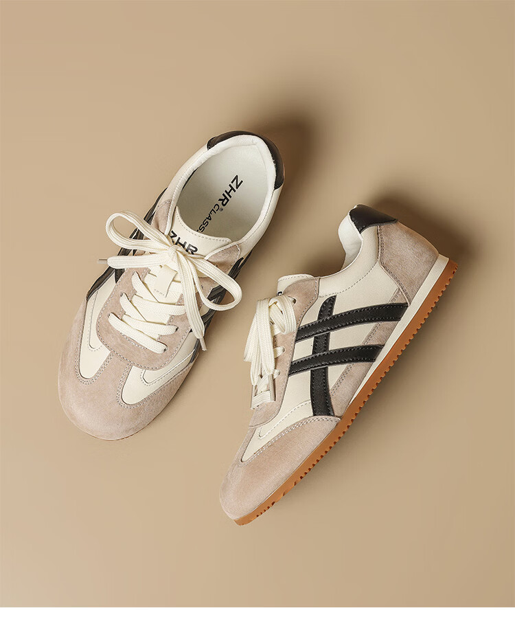 ZHR Mango Head German Shepherd Training Shoes Women Retro Flat Sports Shoes Soft Sole Casual Breathable Women's Shoes BT213 Beige Silver Size 36 18