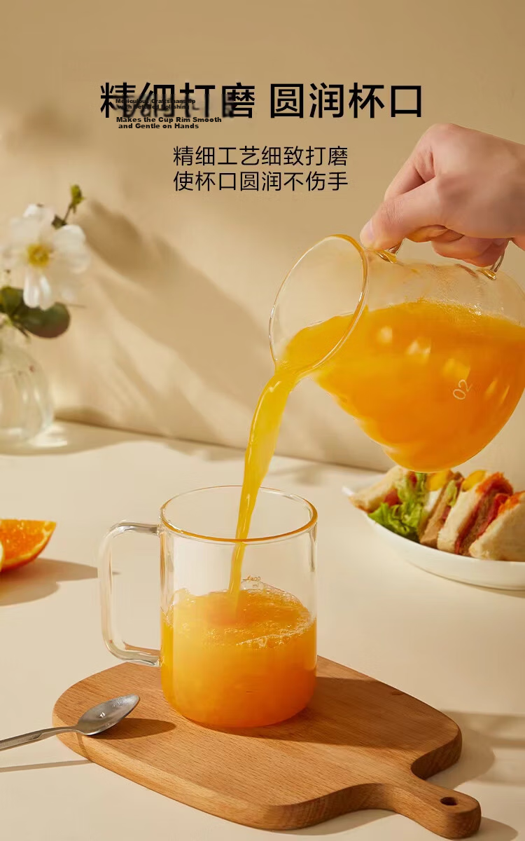 JD Original Measuring Cup Glass Cup High Borosilicate Tea Infuser Mug Heat Resistant High Temperature Insulated Graduated Milk Cup 1000ml 9