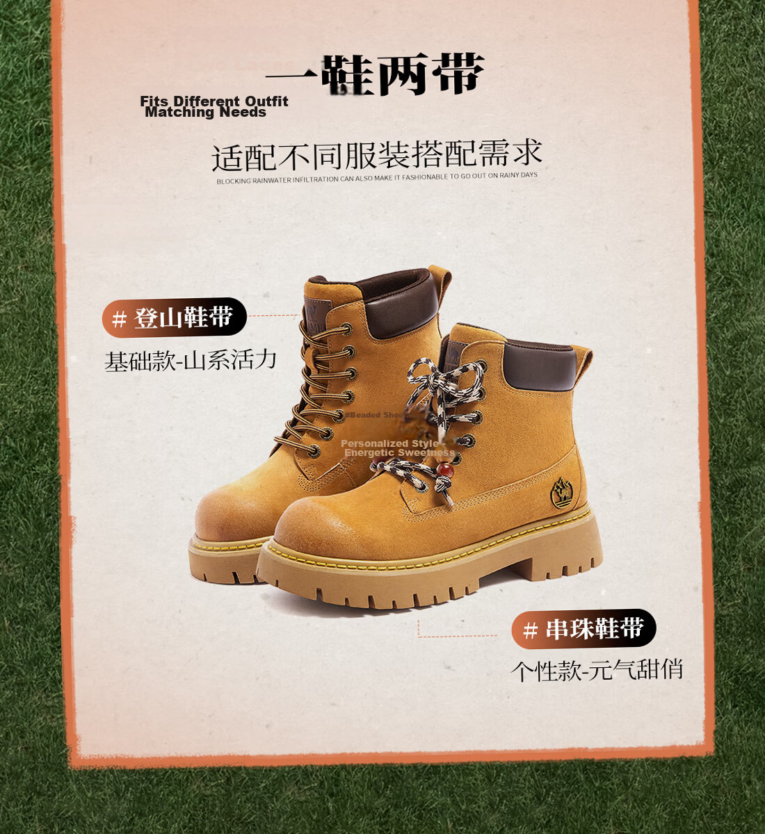 CAMEL [Shanyue] Women's Work Boots, Trendy Thick-Soled Martin Boots, L25W076018A, Khaki (Suede), Size 36 30