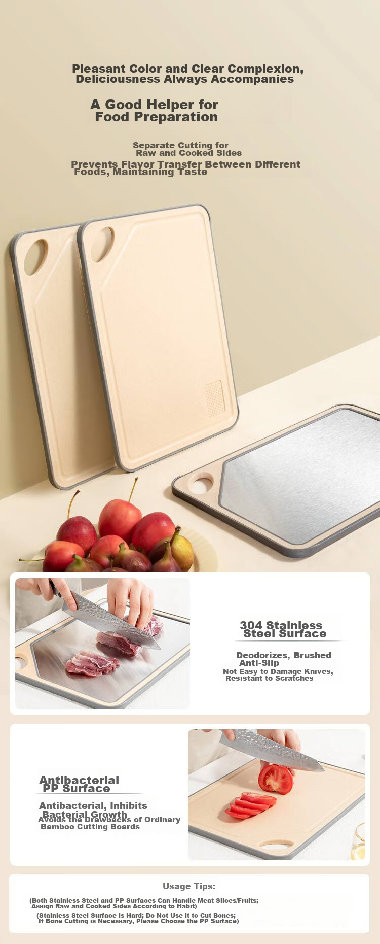 JD Jingzao Kitchen Cutting Board 304 Stainless Steel Double-Sided Use 36x25x0.9cm 4