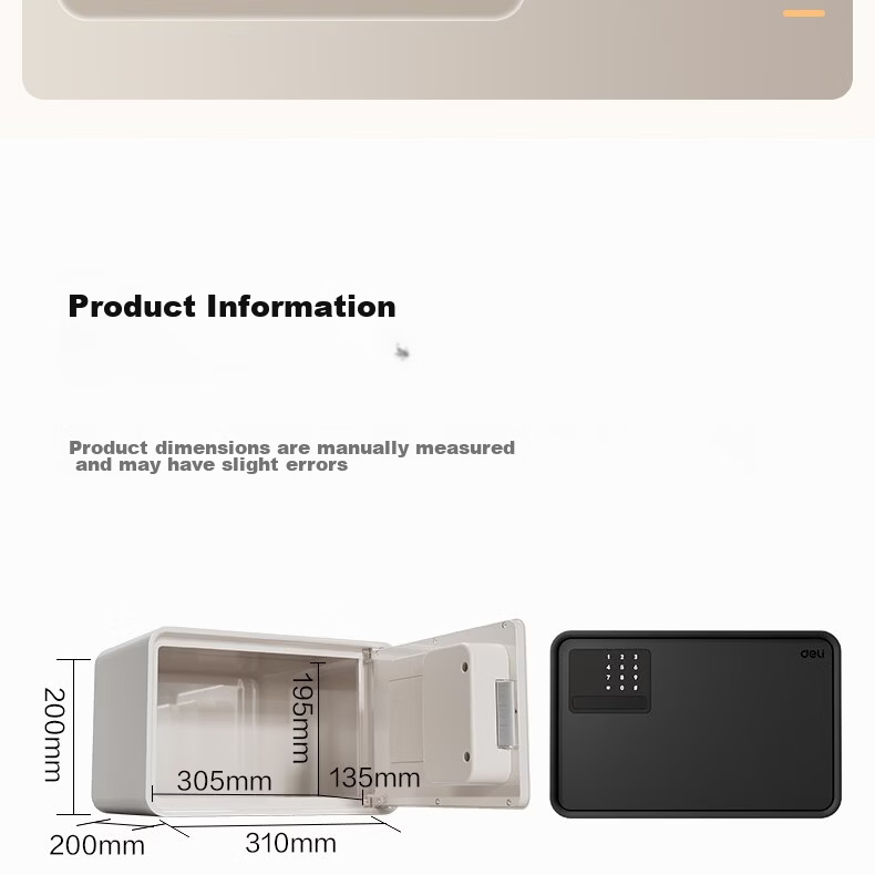 Deli 26-Year New Palm Vein Unlock Safe Automatic Door Opening Home Storage Box 20cm Matte Black 18