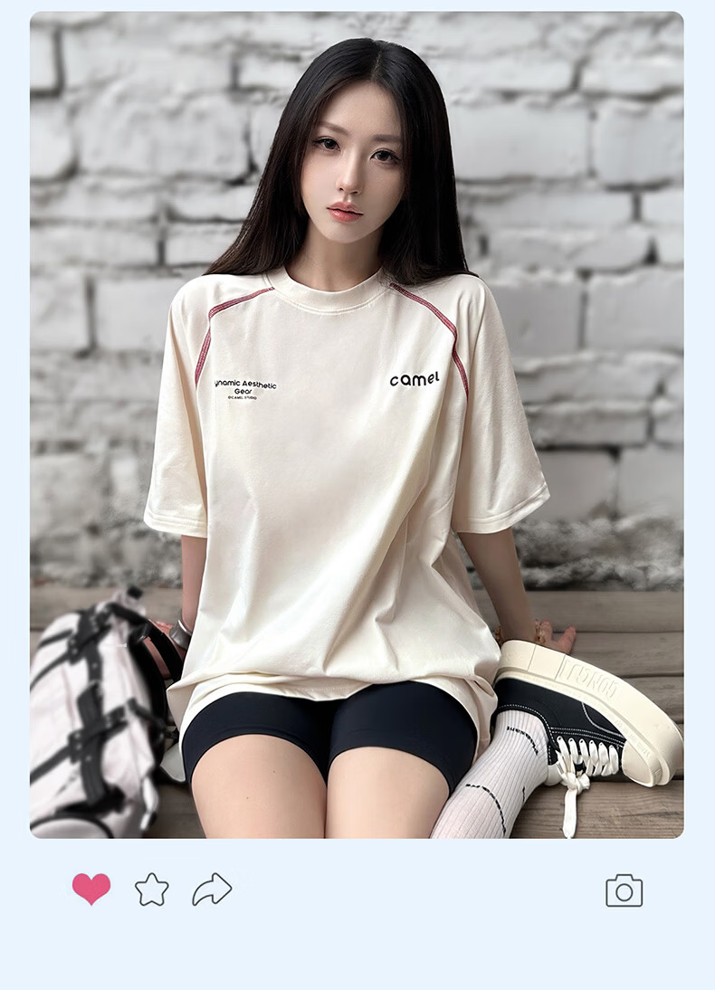 CAMEL Quick-Dry T-Shirt Casual Short Sleeve Men's Summer New Loose Fit Crew Neck Outdoor Sports Running Top 9